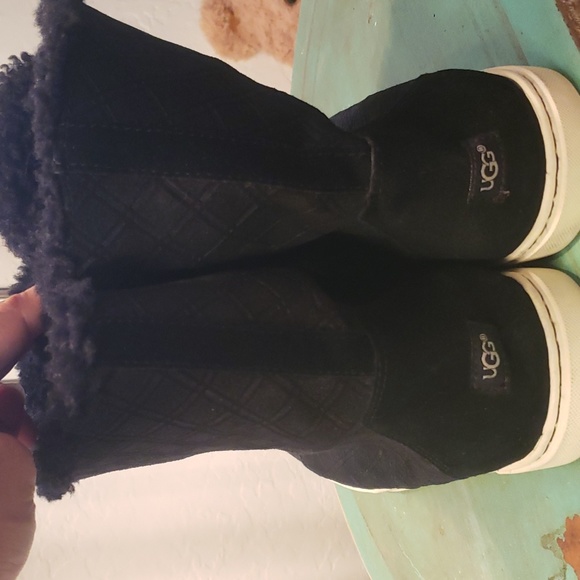 UGG DOUBLE DIAMOND SUEDE ♦️ 💎 UGG LEATHER BLACK HIGH TOP - Picture 4 of 6